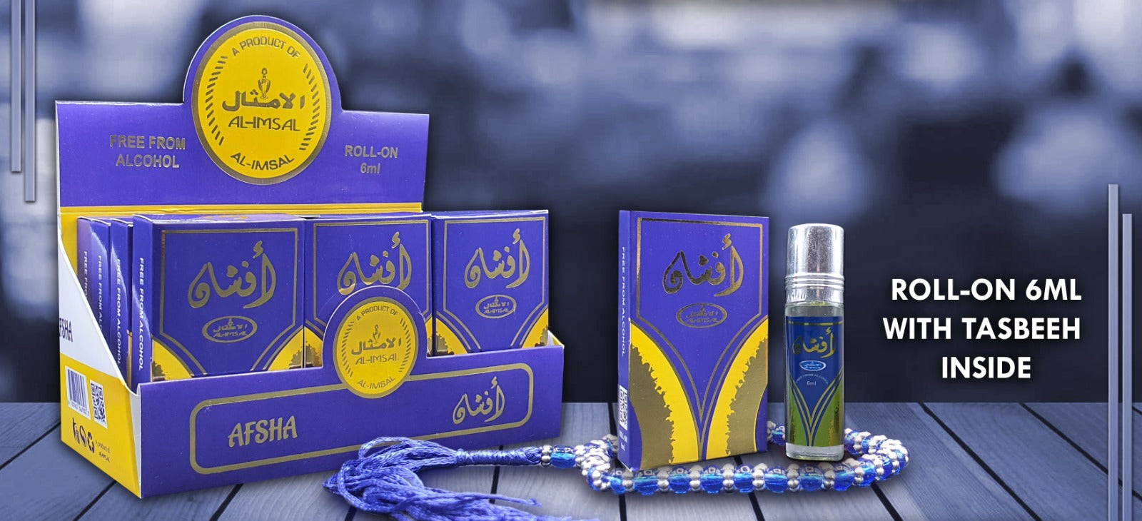 Afsha Pocket Attar 6ml Roll-On With Tasbeeh