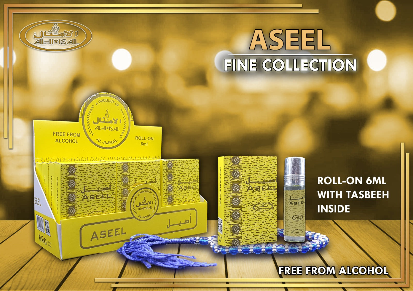 Aseel Pocket Attar 6ml Roll-On With Tasbeeh