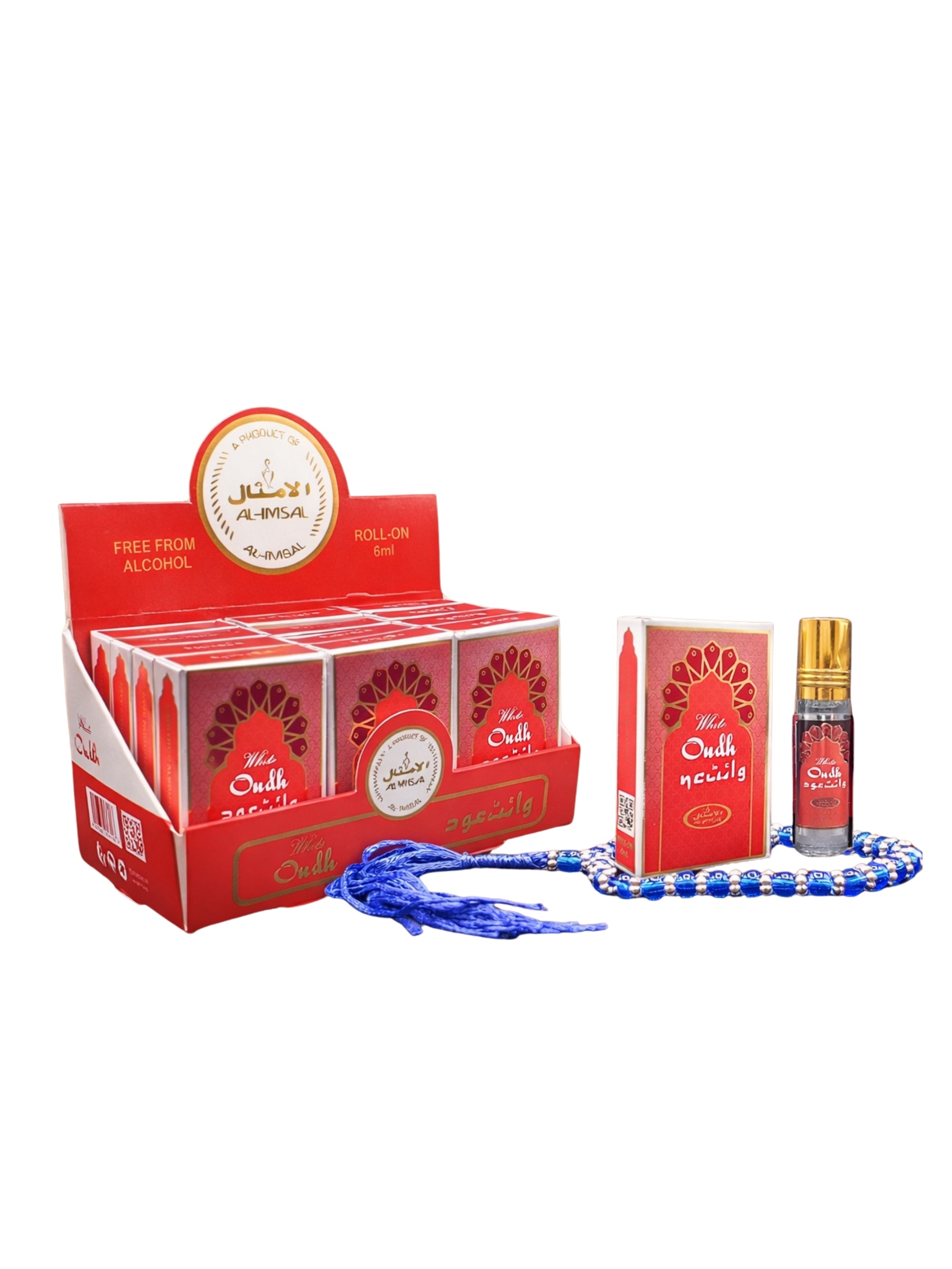 White Oud Pocket Attar 6ml Roll-On With Tasbeeh